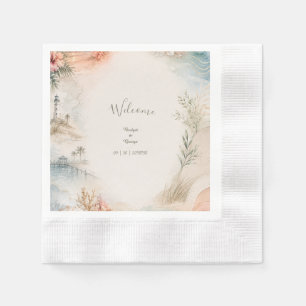 Romantic Coastal Wedding Seashell Paradise Napkin