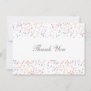 Romantic Colorful Rainbow Confetti Thank You Card