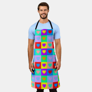 Romantic Colourful Heart Pattern Pop Art  Apron