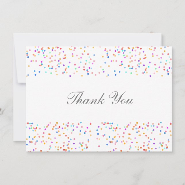 Romantic Colourful Rainbow Confetti  Thank You Card (Front)