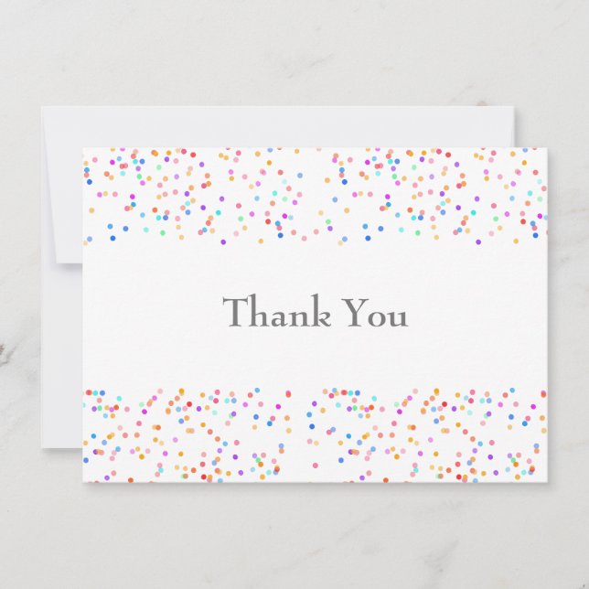 Romantic Colourful Rainbow Confetti Wedding Thank You Card (Front)