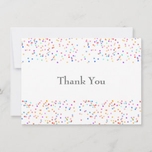 Romantic Colourful Rainbow Confetti Wedding Thank You Card