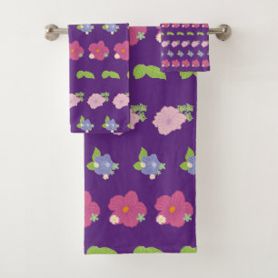 Romantic Colourful Retro Floral Pattern Bath Towe Towel Set