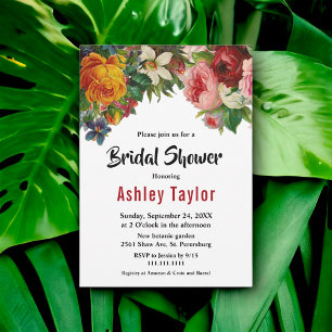 Romantic Colourful Roses Boho Floral Bridal Shower Invitation