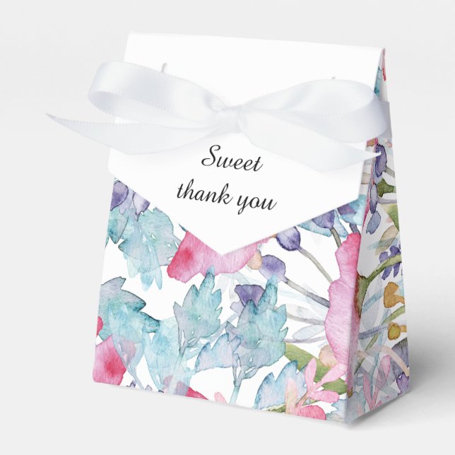 romantic colourful wildflower greenery wedding favour box (Front Side)