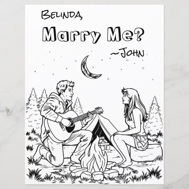 Romantic Colouring Page | Marry Me? (Front)