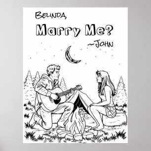 Romantic Colouring Page Marry Me? Poster