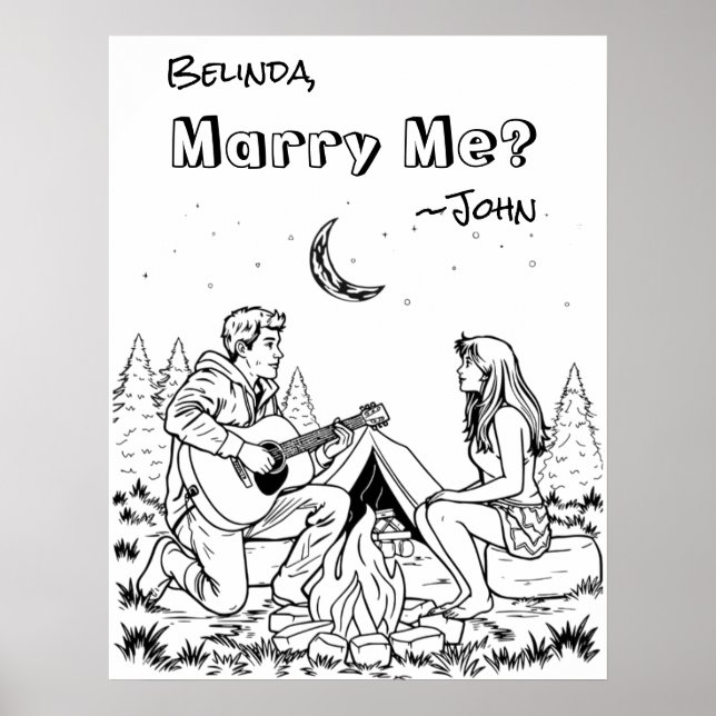 Romantic Colouring Page | Marry Me? Poster (Front)