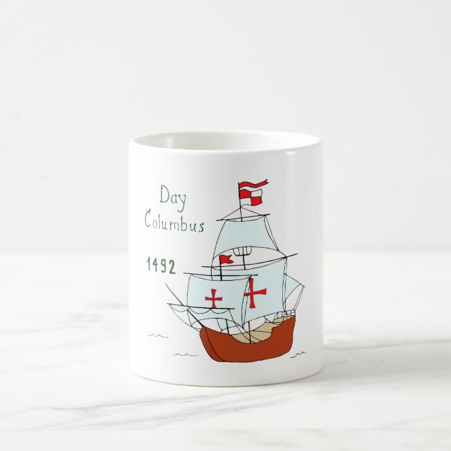 Romantic Columbus Day Cute  Coffee Mug (Center)