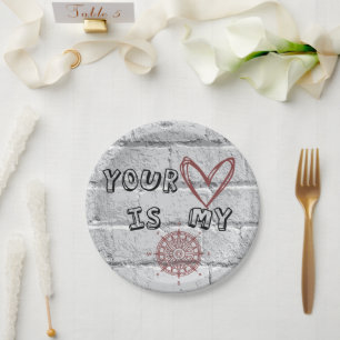Romantic Compass Love Quote Gift Paper Plate