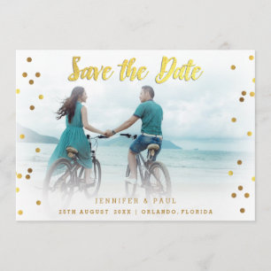 Romantic Confetti Save The Date Wedding Photo