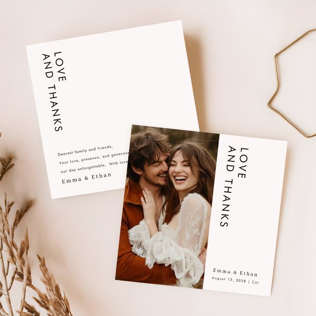 Romantic Contemporary Photo Wedding Thank You Card (Creator Uploaded)