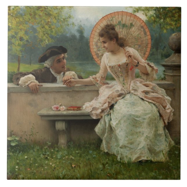 Romantic Conversation in the Park Tile (Front)