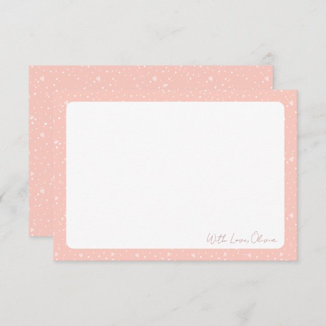 Romantic Coquette Blush Pink Heart  Thank You Card (Front/Back)