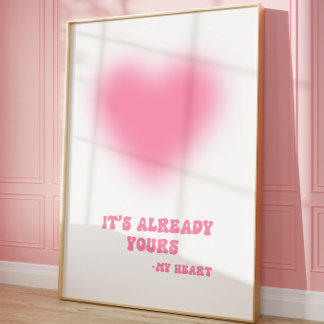 Romantic Coquette Pink Heart Aesthetic Print