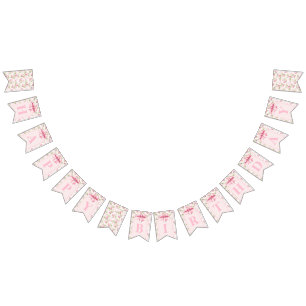 Romantic Coquette Rose and Pink Bows Birthday Bunting