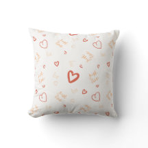Romantic Coral Heart Doodle Pattern Art