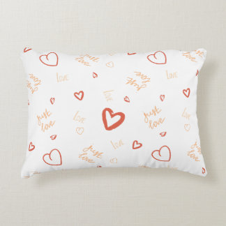 Romantic Coral Heart Doodle Pattern Art Decorative Cushion