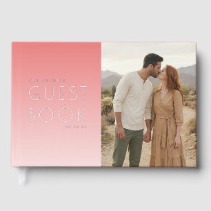 Romantic Coral Minimalist Photo Guest Book