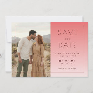 Romantic Coral Minimalist Photo Save The Date