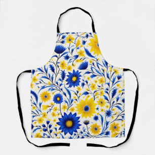Romantic Cornflower Blue and Yellow Floral Apron