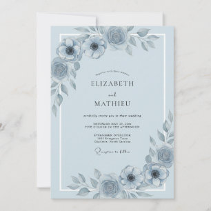Romantic Cornflower Peony Wedding Invitation