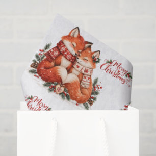 Romantic Cosy Fox Couple Scandinavian Christmas Tissue Paper