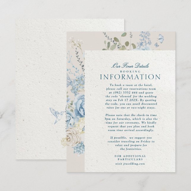 Romantic Cotswolds Winter Florals Details Wedding Enclosure Card (Front/Back)