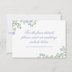 Romantic Cottage Blue Floral Frame Wedding RSVP Card