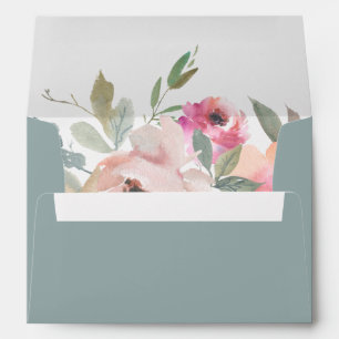 Romantic Cottage Flowers Blush Blue Sage Envelope