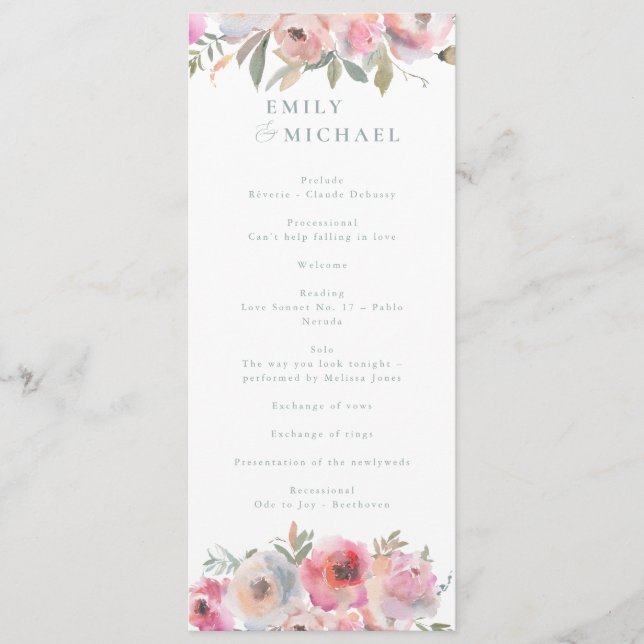 Romantic Cottage Flowers Blush Blue Sage Programme (Front)