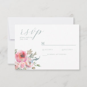 Romantic Cottage Flowers Blush Blue Sage RSVP Card