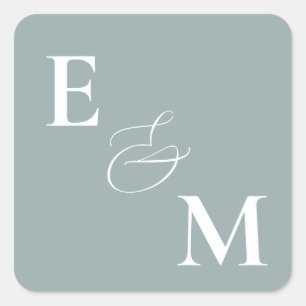 Romantic Cottage Flowers Blush Blue Sage Square Sticker