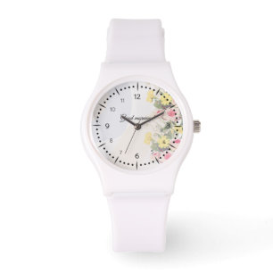 Romantic cottage flowers wallpaper watch