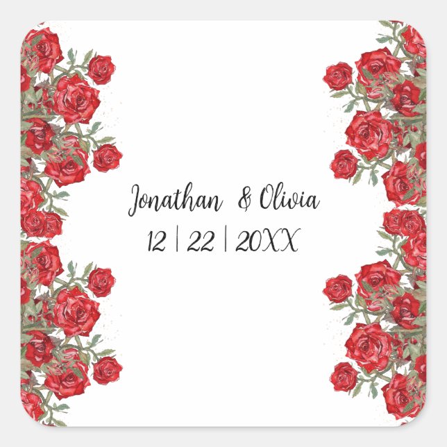 Romantic Cottagecore Floral Design Square Sticker (Front)