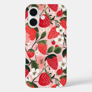 Romantic Cottagecore Strawberry Botanical iPhone 16 Case