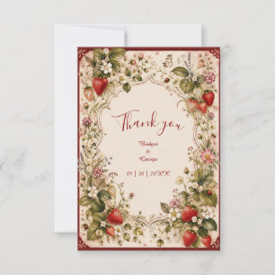 Romantic cottagecore strawberry Wedding Blossom Thank You Card