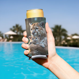 Romantic Cougar Father and Cub Mug – Wildlife Love Seltzer Can Cooler