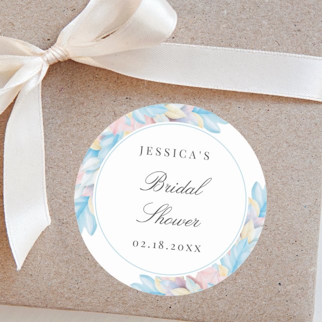 Romantic Country Chic Botanical Bridal Shower Classic Round Sticker (Creator Uploaded)