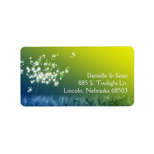 Romantic Country Dandelion Wedding Address Label (Front)