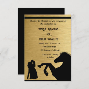 romantic couple and black horse Love is in the air