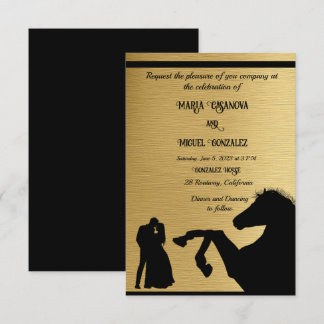 romantic couple and black horse Love is in the air