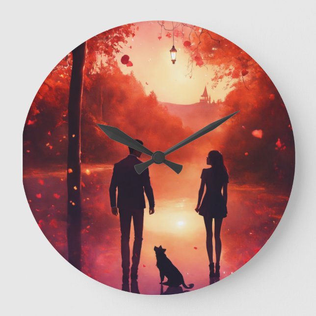 Romantic Couple Art Wall Clock – Timeless Love Dec (Front)