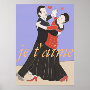 Romantic Couple Ballroom Dancing in Colour Poster