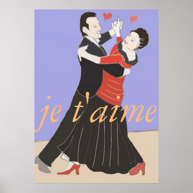 Romantic Couple Ballroom Dancing in Colour Poster (Front)