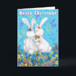 Romantic Couple Bunny Christmas Card<br><div class="desc">Romantic Couple Bunny Christmas Cards - MIGNED Painting - Customisable</div>