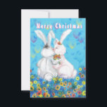 Romantic Couple Bunny Christmas Card<br><div class="desc">Romantic Couple Bunny Christmas Cards - MIGNED Painting - Customisable</div>
