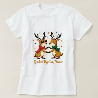 Romantic Couple Christmas Reindeer T-shirt