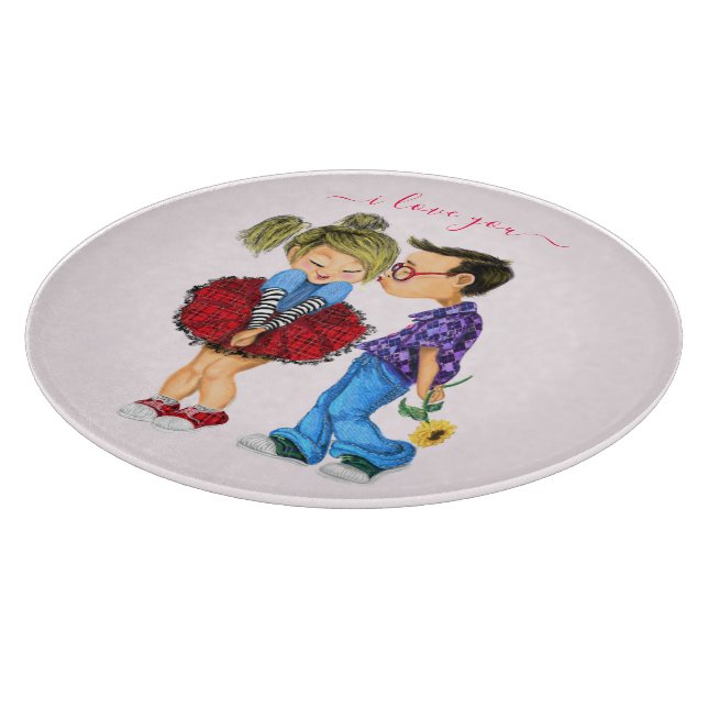 Romantic Couple Cutting Board - I Love You (Corner)