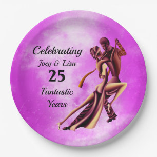 Romantic Couple Dance the Tango Paper Plate